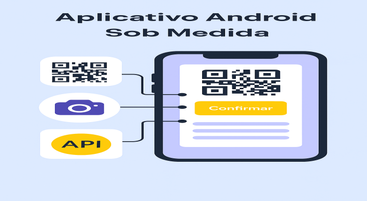Você receberá um aplicativo Android com leitura de QR Code, envio de fotos e integração com API